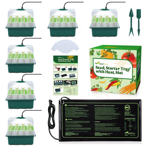 Seedfactor 7-Pack Seed Starter Tray with Heat Mat - SeedFactor